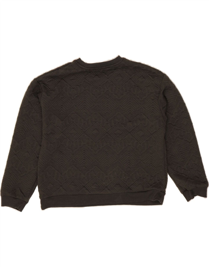 ZARA Womens Sweatshirt Jumper UK 14 Medium Black Argyle/Diamond Polyester Vintage Zara and Second-Hand Zara from Messina Hembry 
