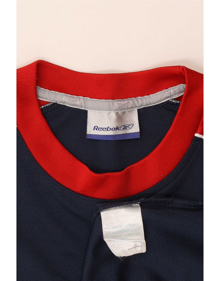 Reebok Herre T-shirt Top Small Navy Blue Colourblock Polyester