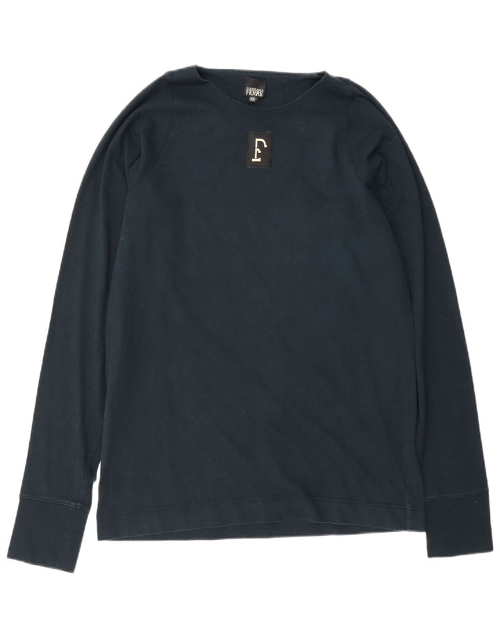 Gianfranco Ferre Herre Grafisk Top Langærmet IT 50 Medium Navy Blue