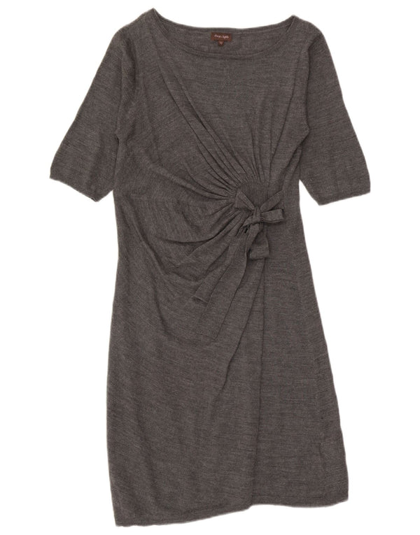 Phase Eight Dame Front Tie Kortærmede Jumper Dress UK 12 Medium Grey
