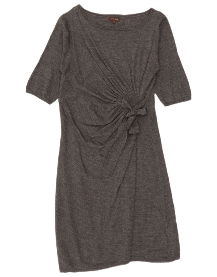 Phase Eight Dame Front Tie Kortærmede Jumper Dress UK 12 Medium Grey