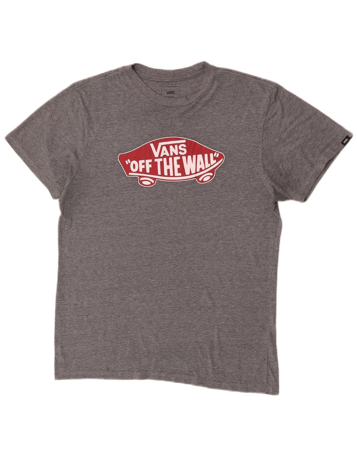 Vans Herre Custom Fit grafisk T-shirt Top Medium Grey Flecked Bomuld
