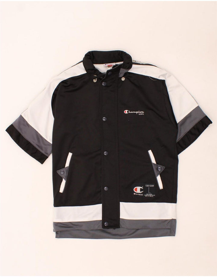 CHAMPION Boys Tracksuit Top Jacket 11-12 Years Black Colourblock Vintage Champion and Second-Hand Champion from Messina Hembry 