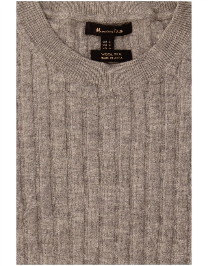 Massimo Dutti Dame Jumper Sweater UK 12 Medium Grå Uld