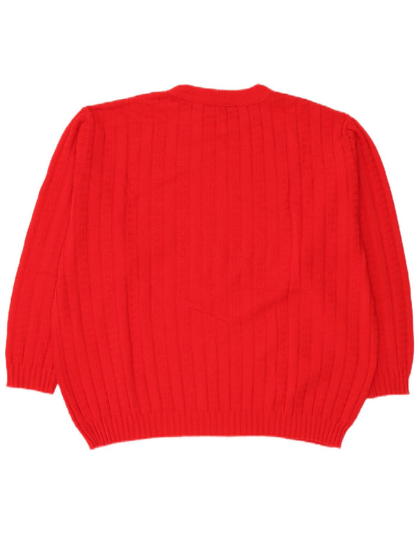 Vintage Herre Crew Neck Jumper Sweater IT 58 3XL Rød Polyacryl