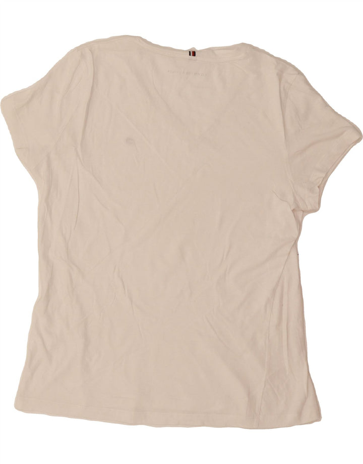 TOMMY HILFIGER Womens T-Shirt Top UK 14 Large White Vintage Tommy Hilfiger and Second-Hand Tommy Hilfiger from Messina Hembry 