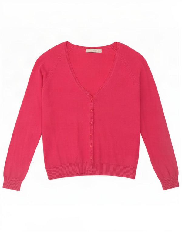 Zara Dame Cardigan Sweater UK 12 Medium Pink Bomuld