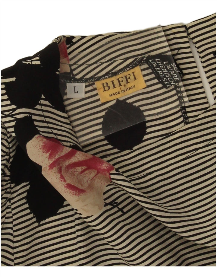 Biffi Dame Langærmet Bluse Top UK 16 Large Grey Floral Silke