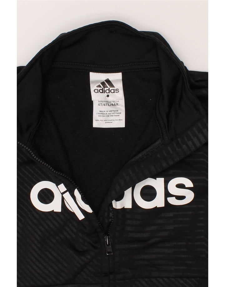 ADIDAS Boys Graphic Tracksuit Top Jacket 3-4 Years Black Striped Polyester Vintage Adidas and Second-Hand Adidas from Messina Hembry 