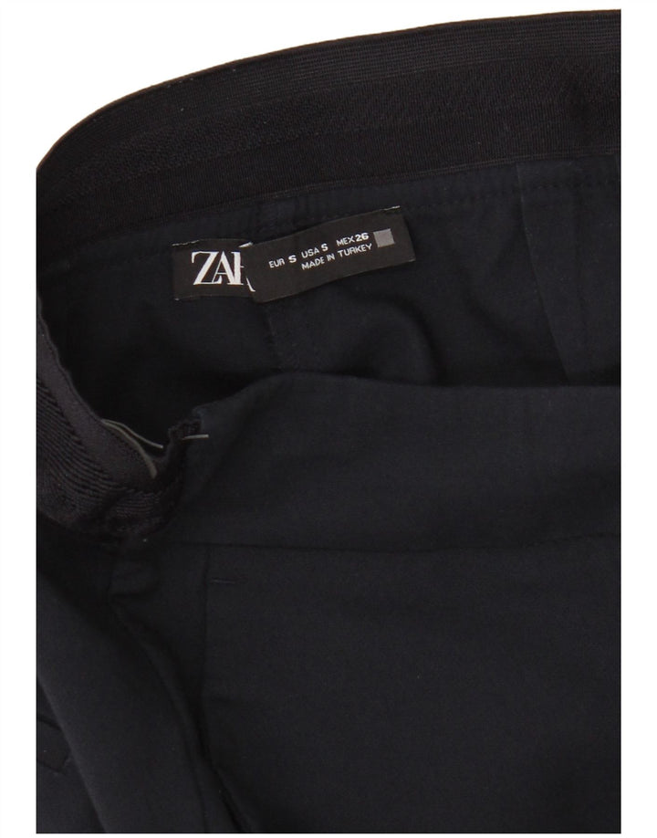 Zara Womens Cropped Trousers Small W26 L25 Navy Blue