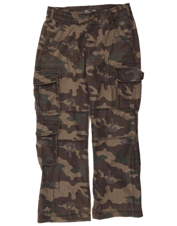 Vintage Herre Straight Cargo Bukser Large W34 L31 Khaki Camouflage