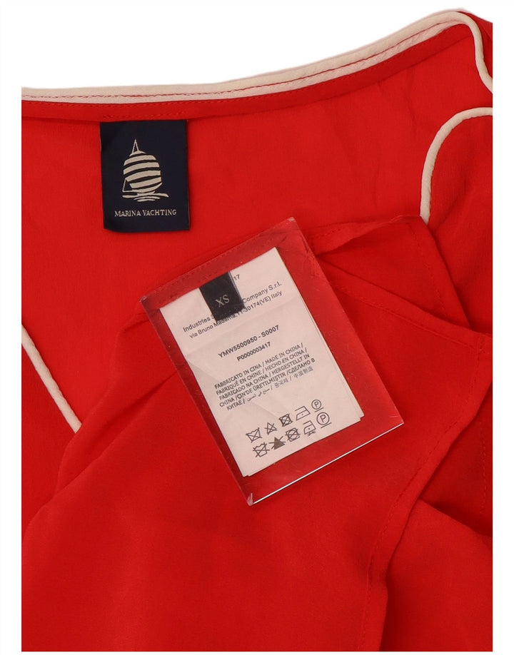 Marina Yachting Dame Oversized Bluse Top UK 6 XS Rød Silke