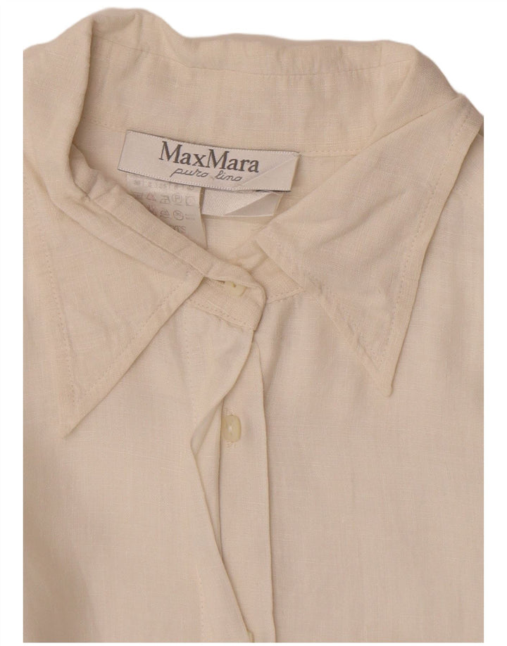 Max Mara Dameskjorte UK 10 Small White Linen