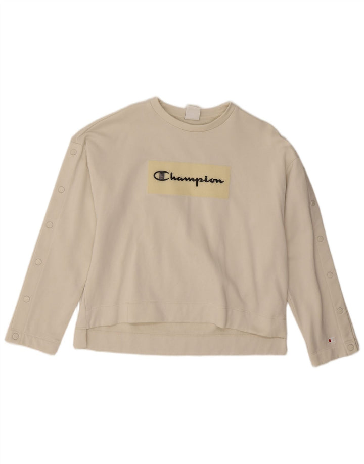 Champion Womens Grafisk Oversized Sweatshirt Jumper UK 10 Small White