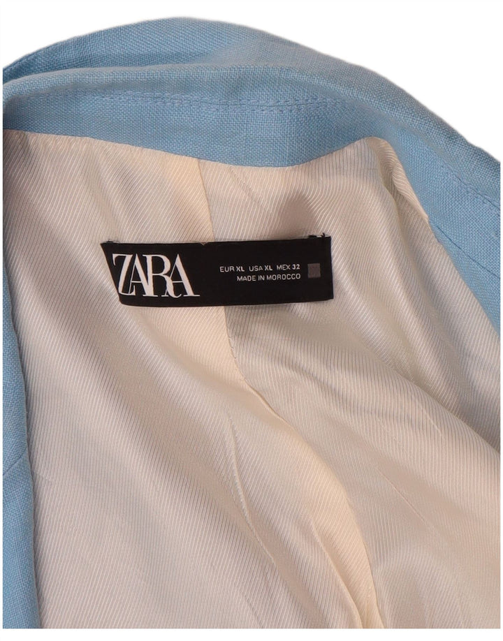 Zara Womens Open Blazer Jacket UK 18 XL Blå