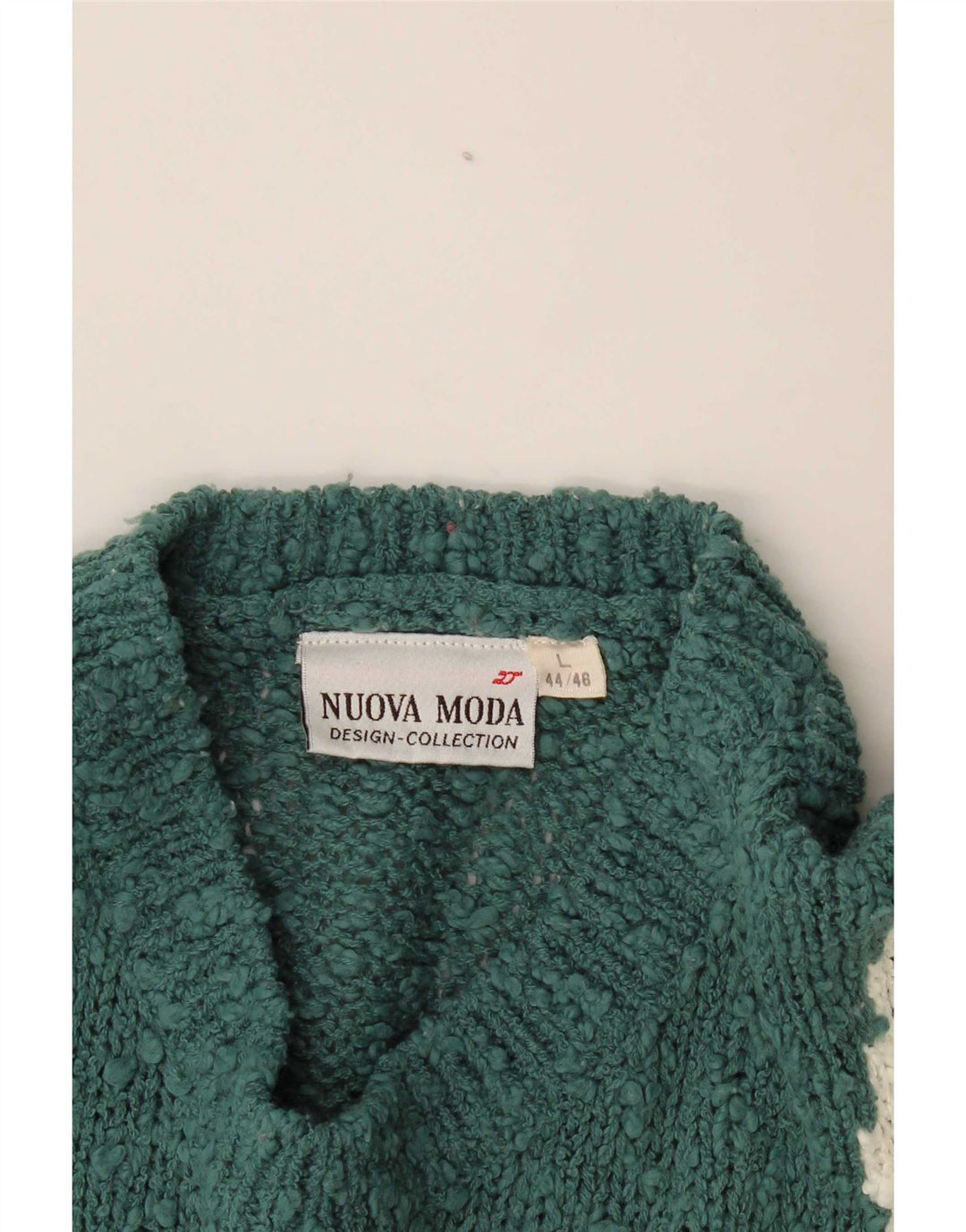 Nuova Moda Dame Grafisk Crew Neck Jumper Sweater IT 44/46 Large Green