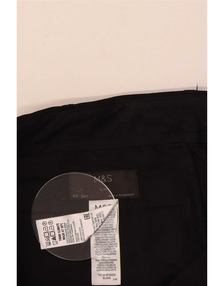 Marks & Spencer Herre Slim Chino Bukser W40 L29 Sort Polyester