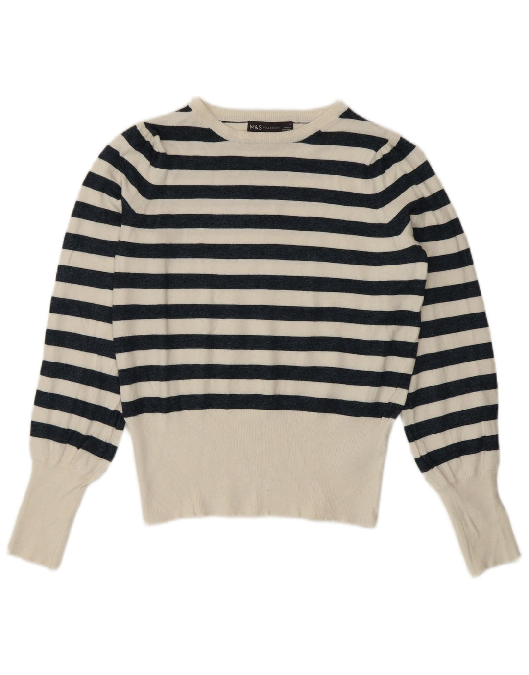 Marks & Spencer Dame sweater med rund hals DK 8 Small White Nautical