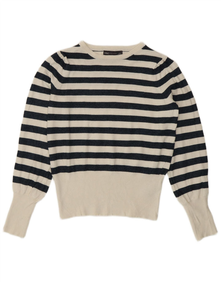 Marks & Spencer Dame sweater med rund hals DK 8 Small White Nautical