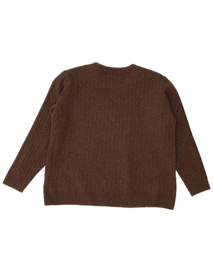 White Stuff Dame sweater med rund hals DK 16 Stor brun lammeuld