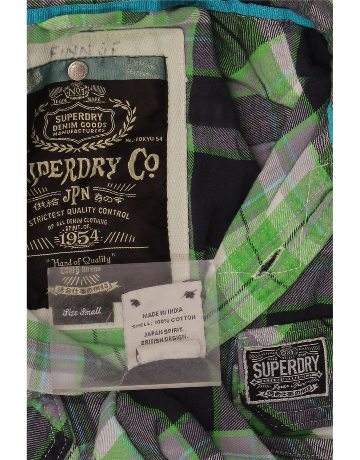 SUPERDRY Flanellskjorte til mænd Lille grøn ternet bomuld