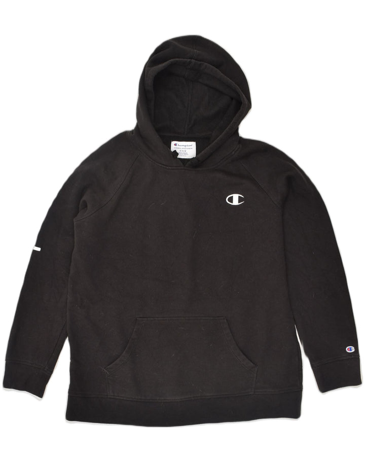 CHAMPION Mens Graphic Hoodie Jumper Medium Black Cotton | Vintage Champion | Thrift | Second-Hand Champion | Used Clothing | Messina Hembry 