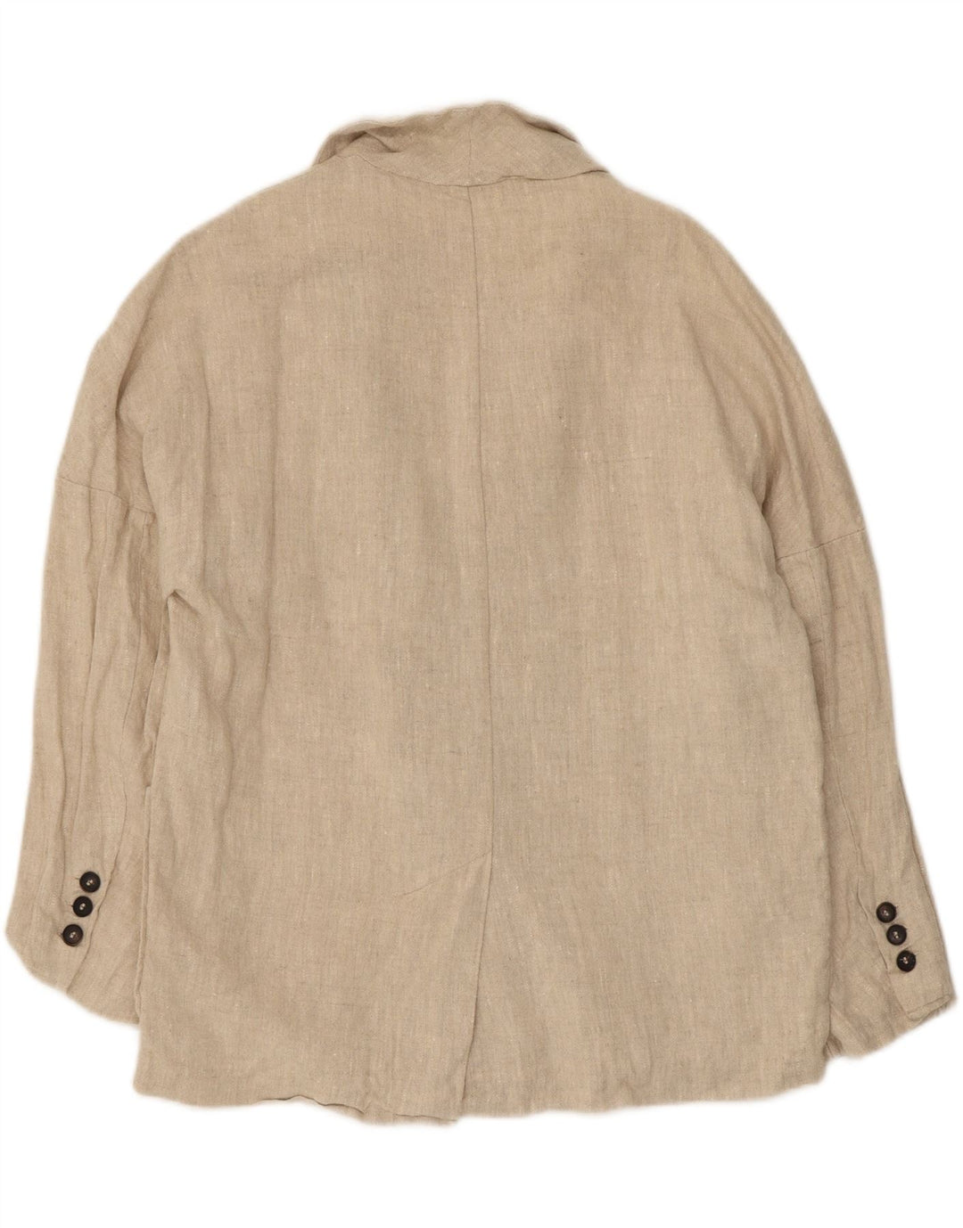 Zara Dame Oversized Double Breasted Blazer Jacket UK 10 Small Beige Linen