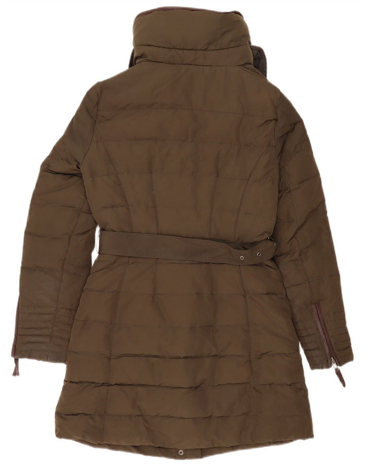 Zara Womens Polstret Frakke UK 10 Small Khaki Acryl