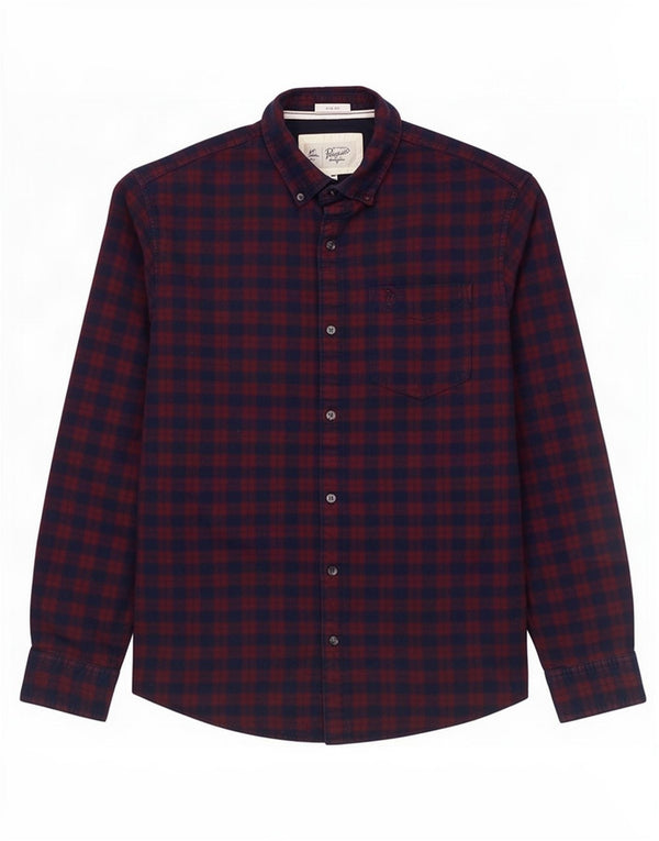 Penguin Herre Slim Fit Corduroy skjorte Medium Blue Ternet Bomuld