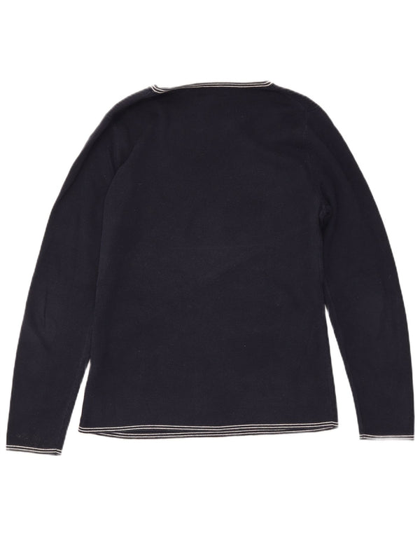 TOMMY HILFIGER Dame Boat Neck Jumper Sweater UK 14 Large Navy Blue