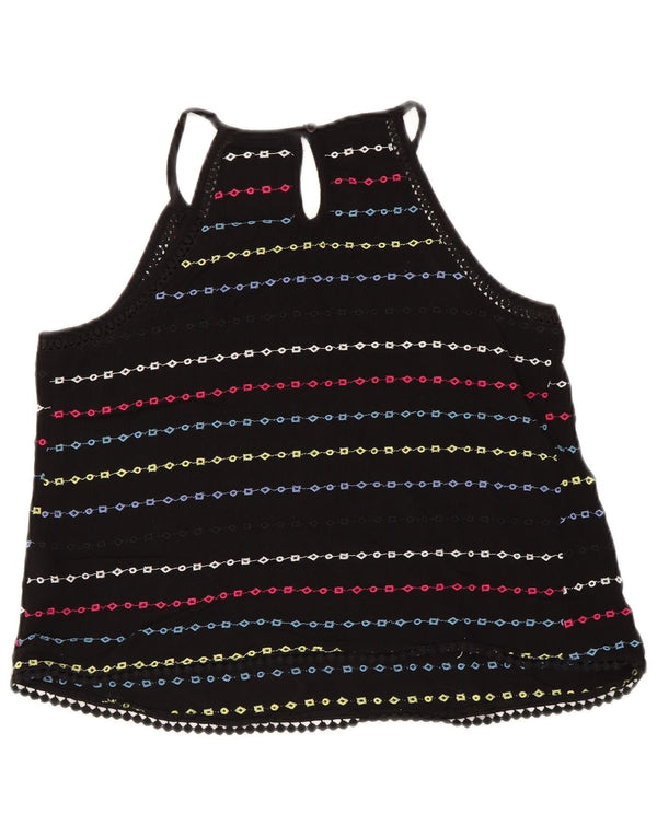 Superdry Womens Crop Halter Top UK 10 Lille sort stribet viskose