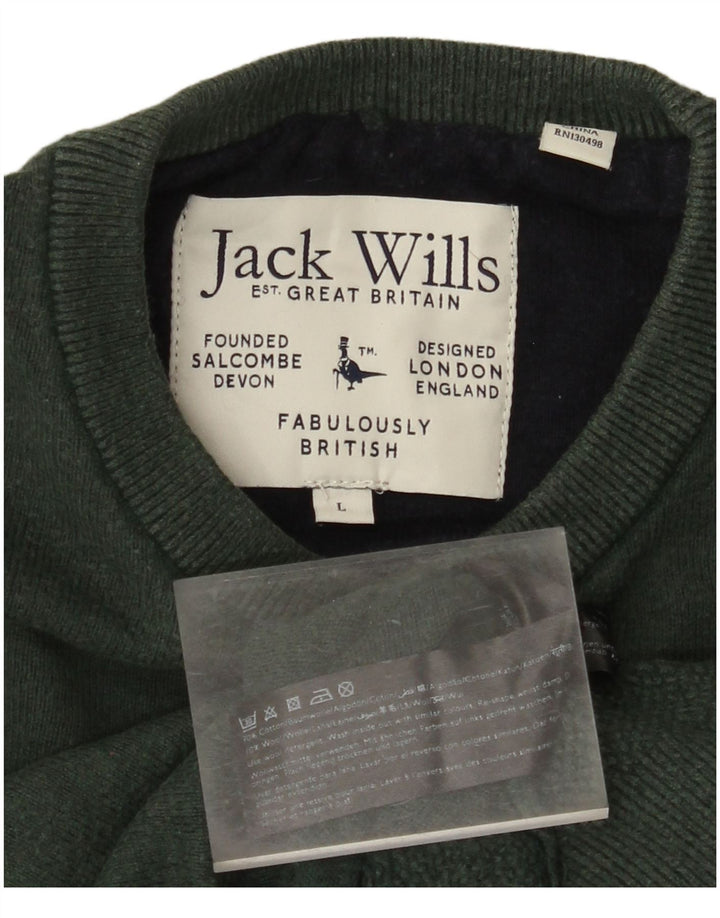 JACK WILLS Herre Crew Neck Jumper Sweater Stor Grøn Bomuld