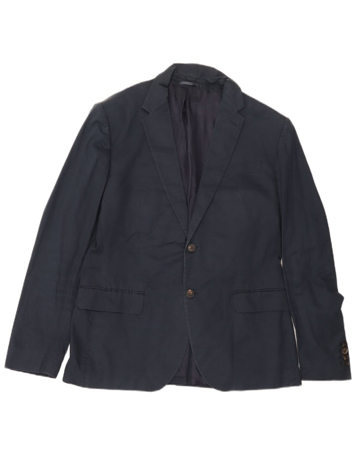 Reiss Herre 2 Button Blazer Jacket UK 42 XL Navy Blue Bomuld