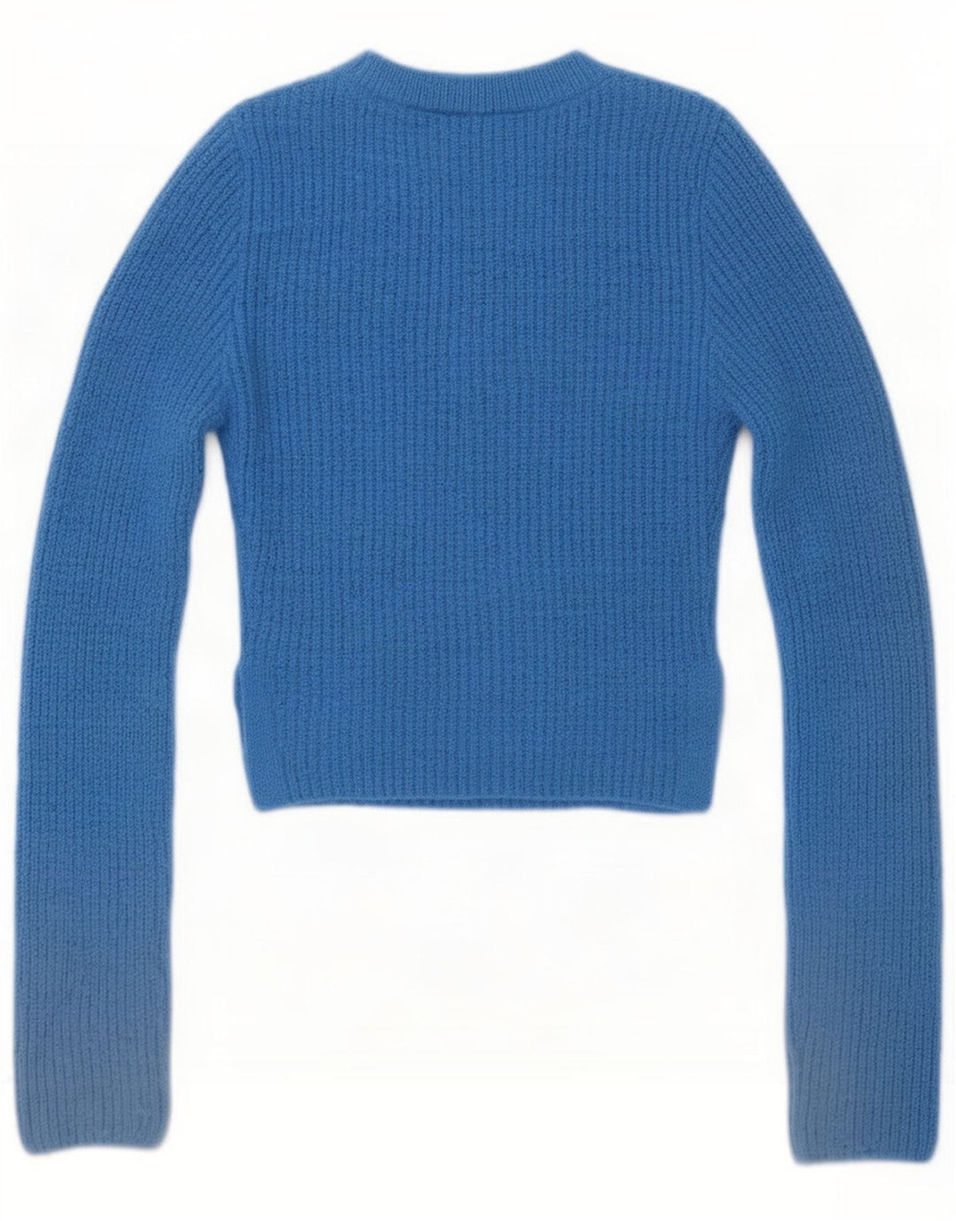 Zara Womens Crop Crew Neck Jumper Sweater UK 14 Medium Blue Polyester