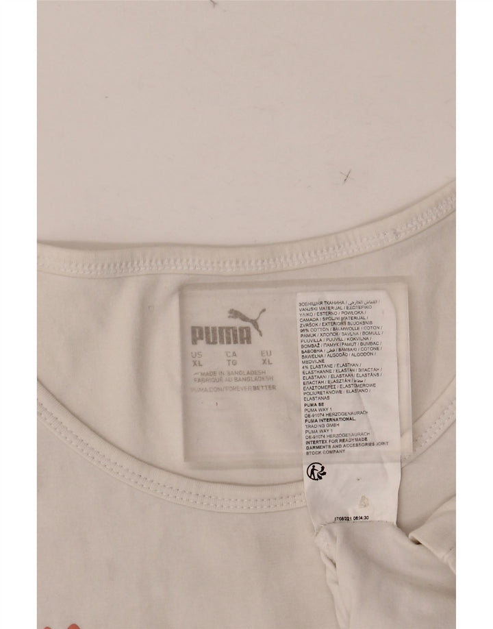 PUMA grafisk vest top til kvinder 18 XL hvid bomuld