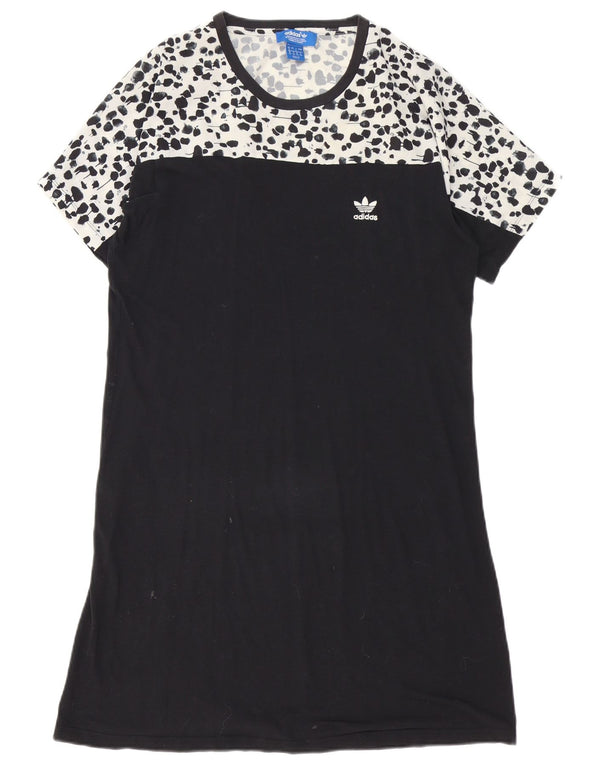 Adidas Dame T-Shirt Dress UK 8 Small Black Animal Print