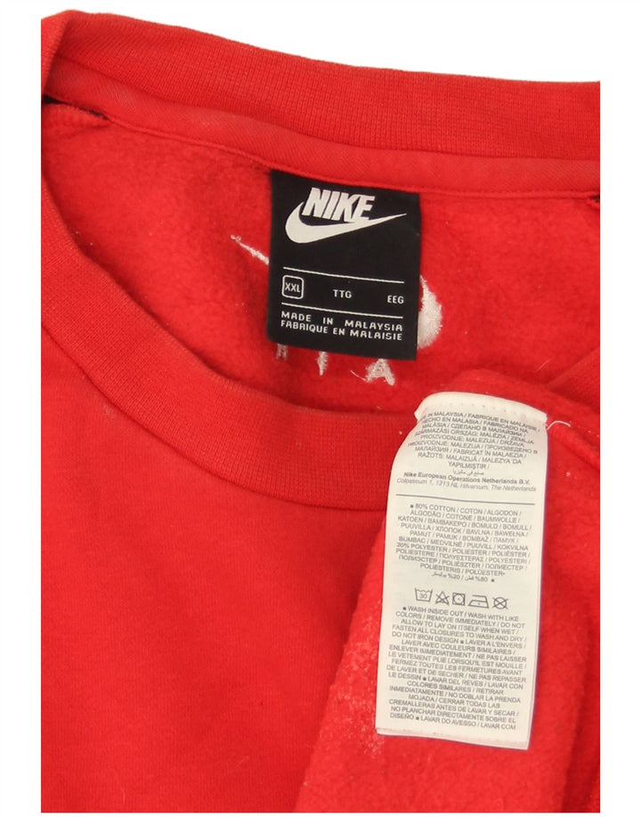 Nike grafisk sweatshirt til mænd 2XL Rød Colourblock Bomuld