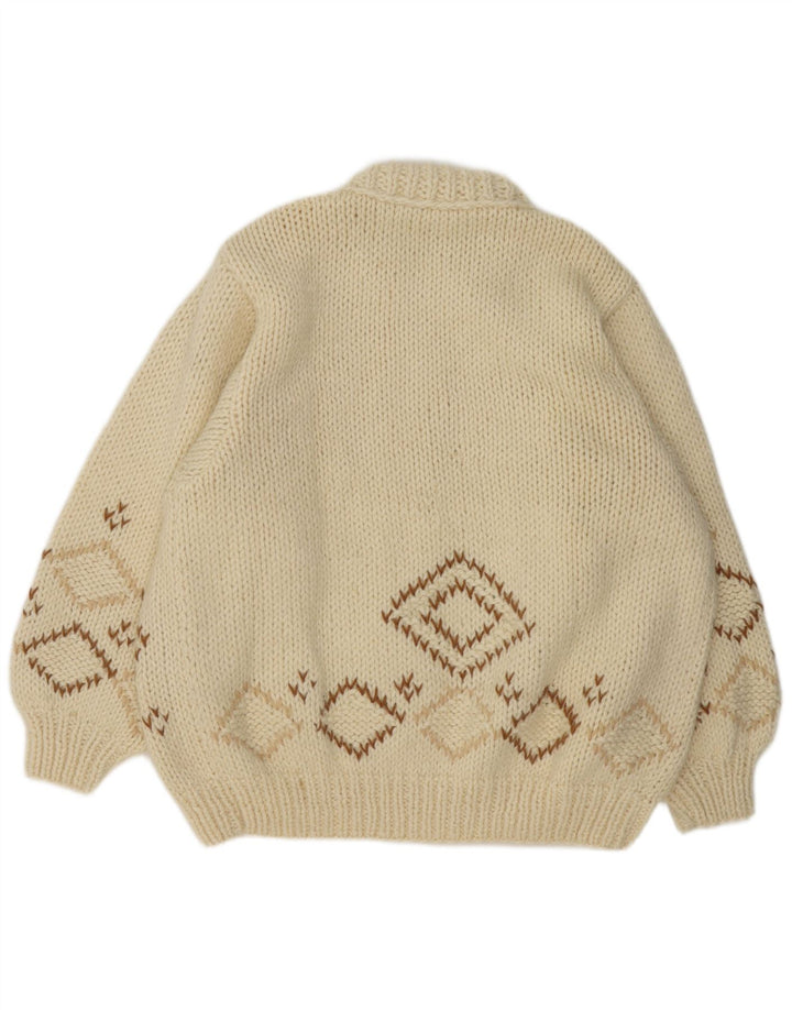 Vintage herre cardigan sweater XL Off White Argyle/Diamond
