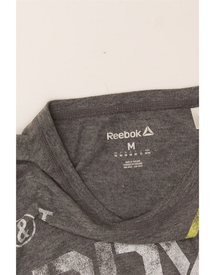 REEBOK Mens Graphic T-Shirt Top Medium Grey Vintage Reebok and Second-Hand Reebok from Messina Hembry 