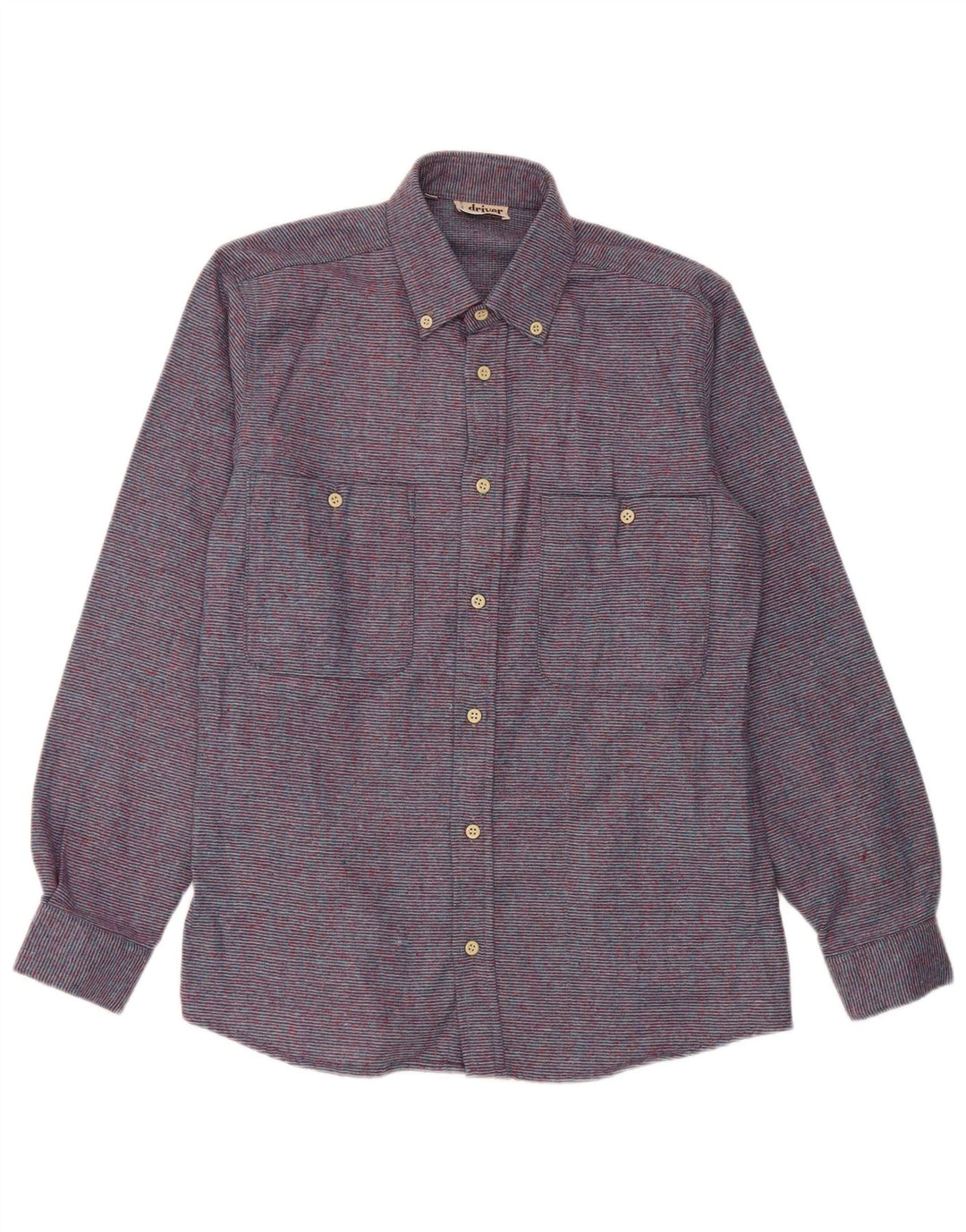 Vintage herre flannel skjorte str. 37 14 1/2 Lille lilla stribet polyester
