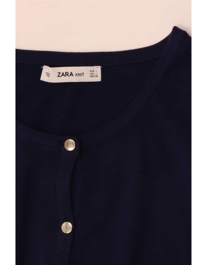 Zara Dame Cardigan Sweater UK 14 Large Navy Blue