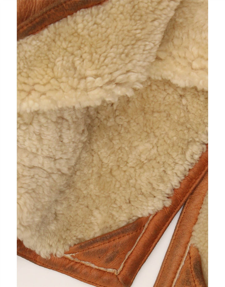 Trussardi Dame Shearling Coat UK 18 XL Beige Læder