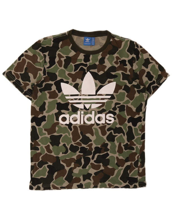 Adidas Herre grafisk T-shirt Top Medium Grøn Camouflage Bomuld