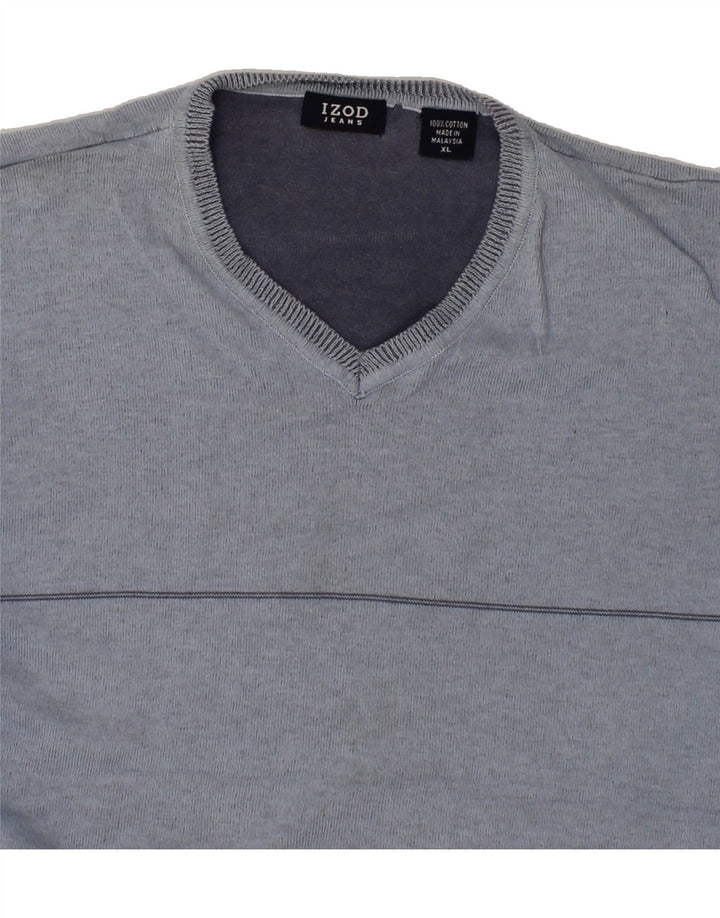 IZOD Mens V-Neck Jumper Sweater XL Blue Cotton Vintage Izod and Second-Hand Izod from Messina Hembry 