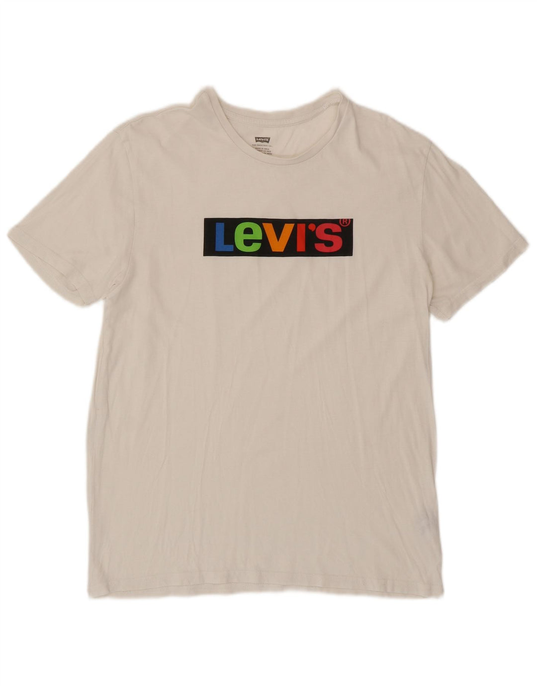 LEVI'S Herre grafisk T-shirt Top Medium Hvid Bomuld