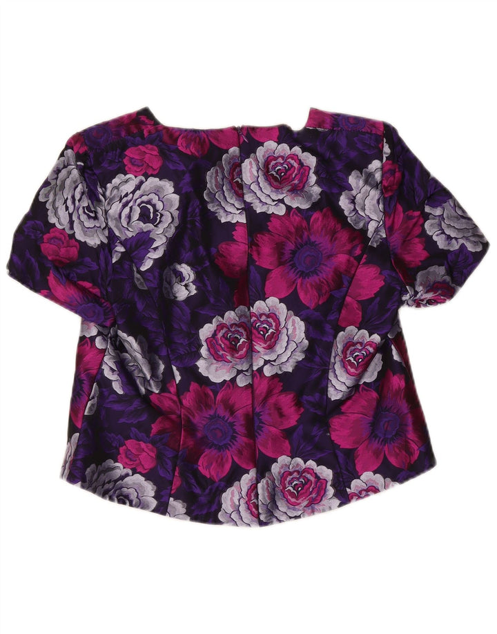 VINTAGE Womens 3 Button 2 Piece Set IT 44 Medium Purple Floral Polyester