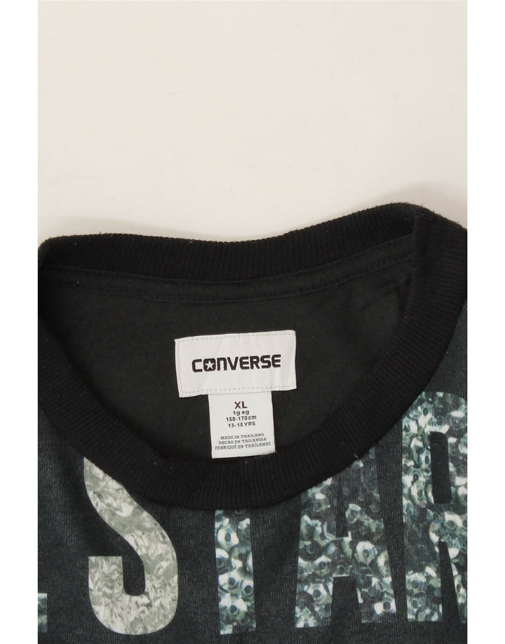 CONVERSE Boys Graphic Sweatshirt Jumper 13-14 Years XL Black Polyester Vintage Converse and Second-Hand Converse from Messina Hembry 