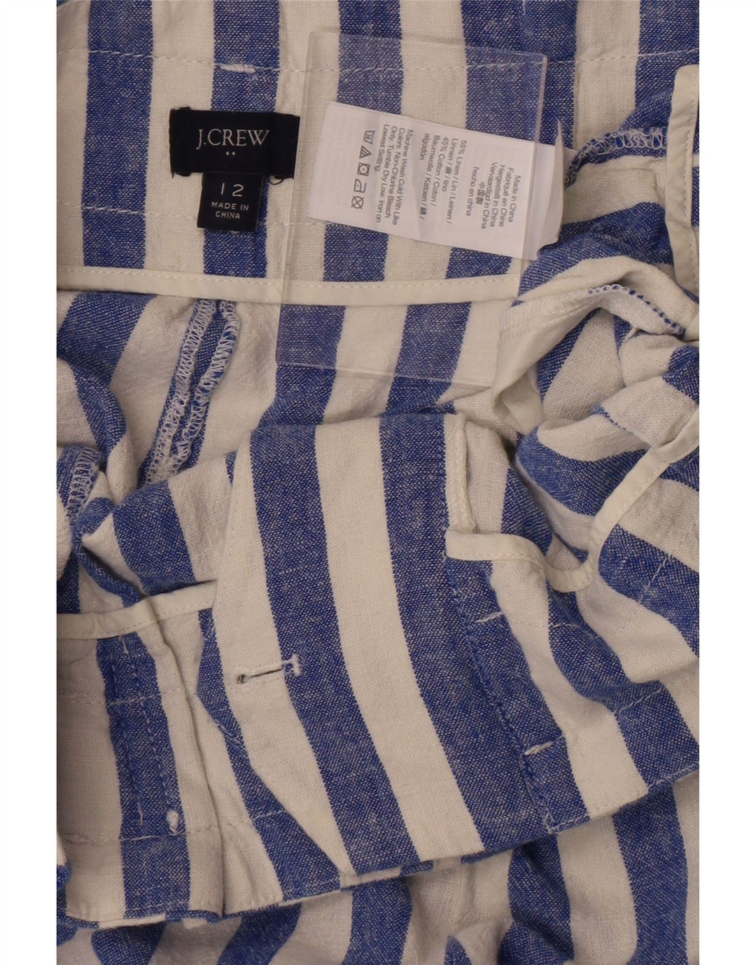 J. Crew Straight Cropped Damebukser US 12 Large W32 L25 Blåstribet