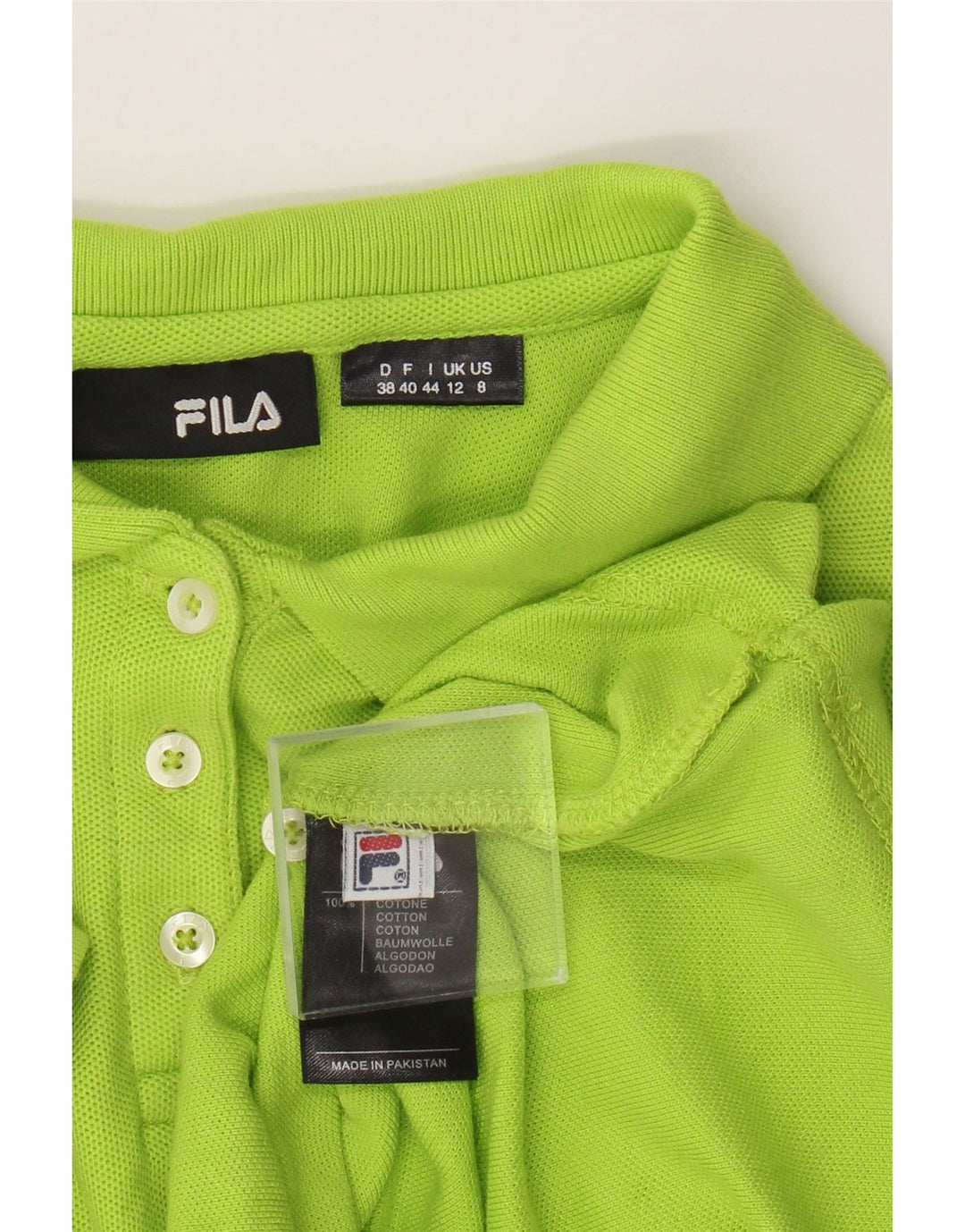 Fila Womens Crop Polo Shirt UK 12 Medium Green Bomuld