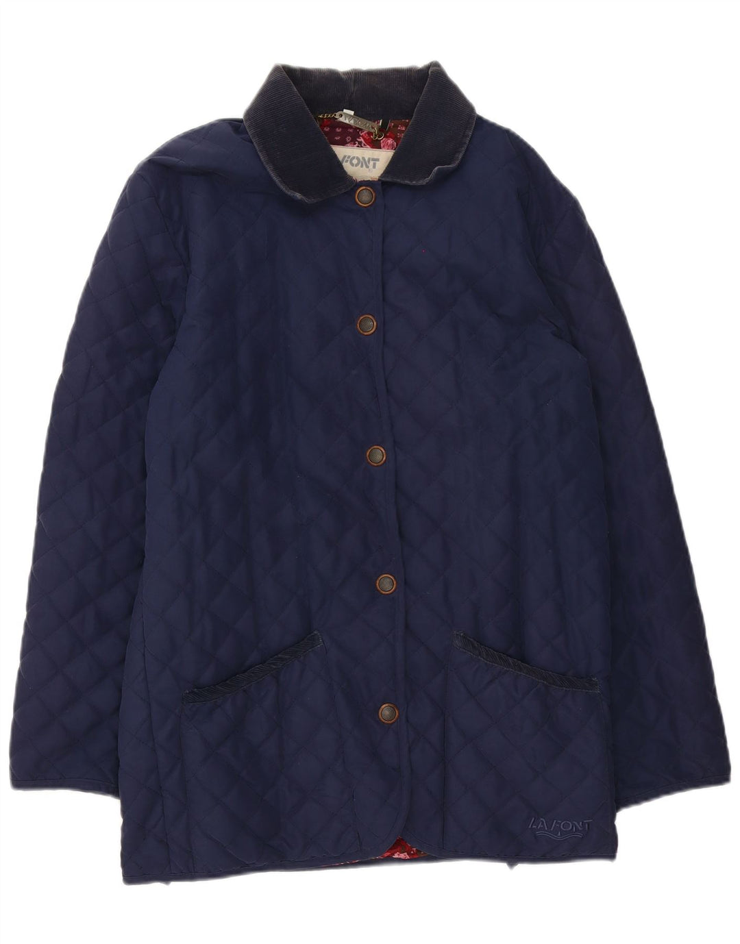 Lafont Dame Loose Fit Quilted Jacket UK 10 Small Navy Blue Polyester